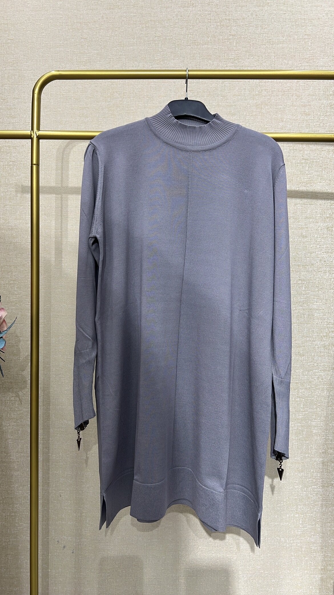 Kol fermuarlı Merserize tunik