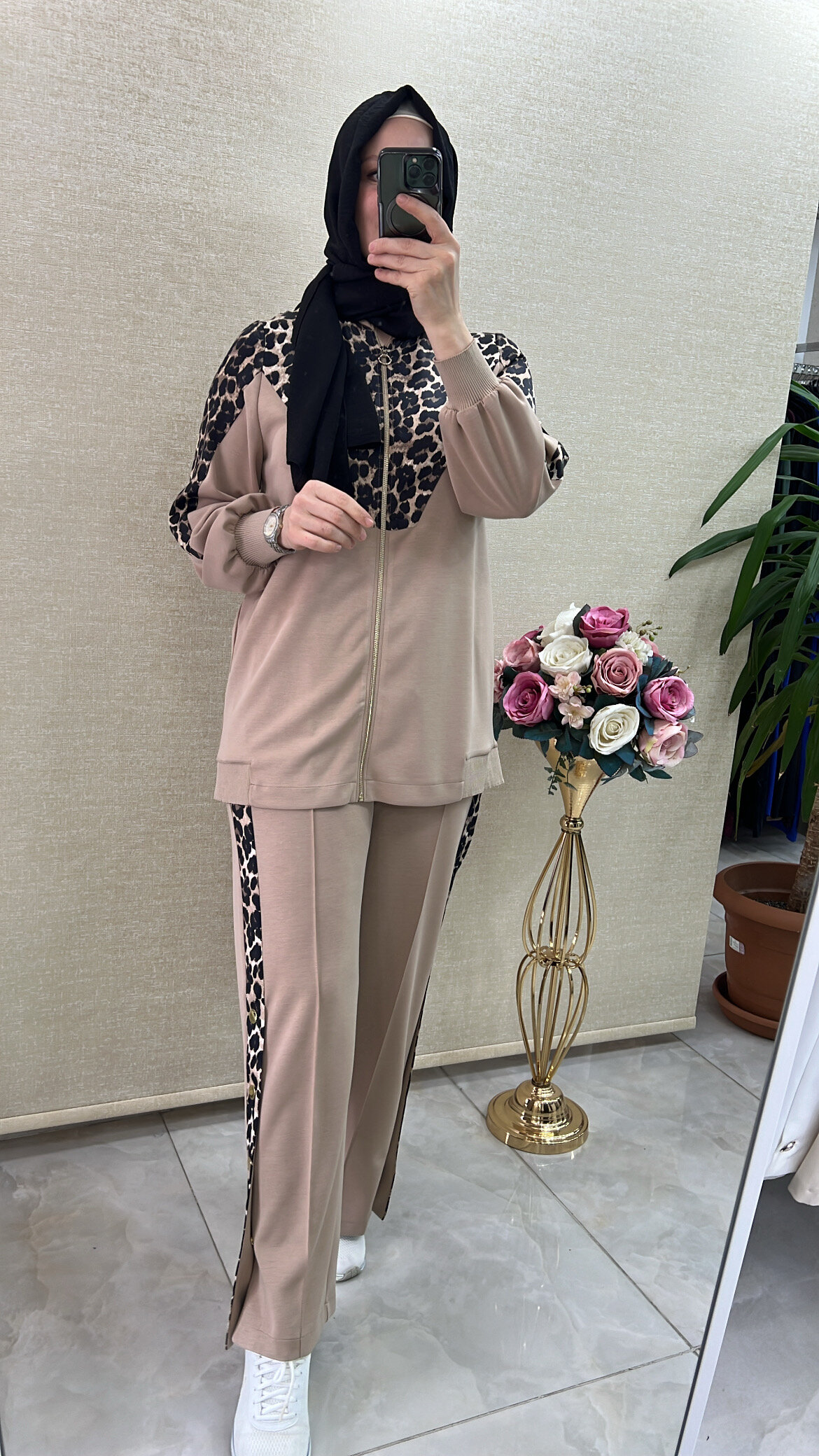 Ghisa Leopar Desenli Eşofman Takım