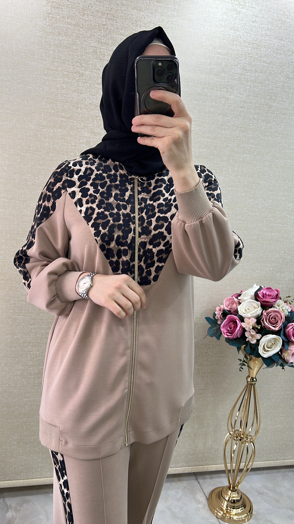 Ghisa Leopar Desenli Eşofman Takım