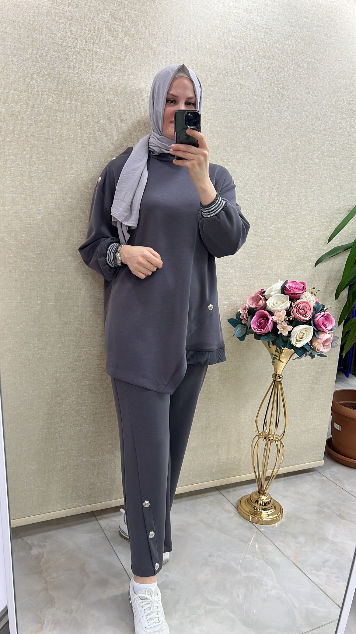 Yan Düğmeli Rahat Tunik Takım