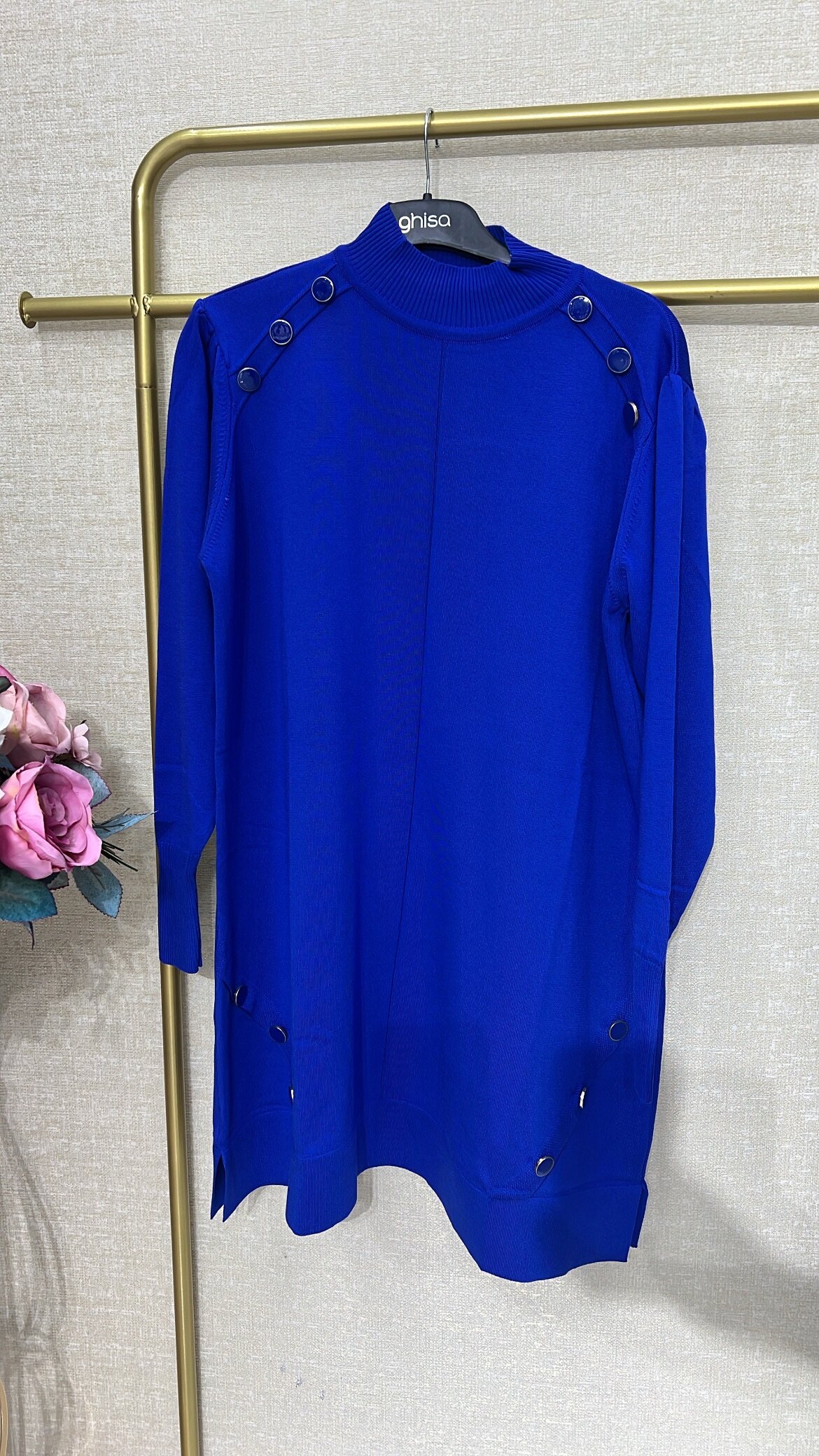 düğme detaylı triko tunik