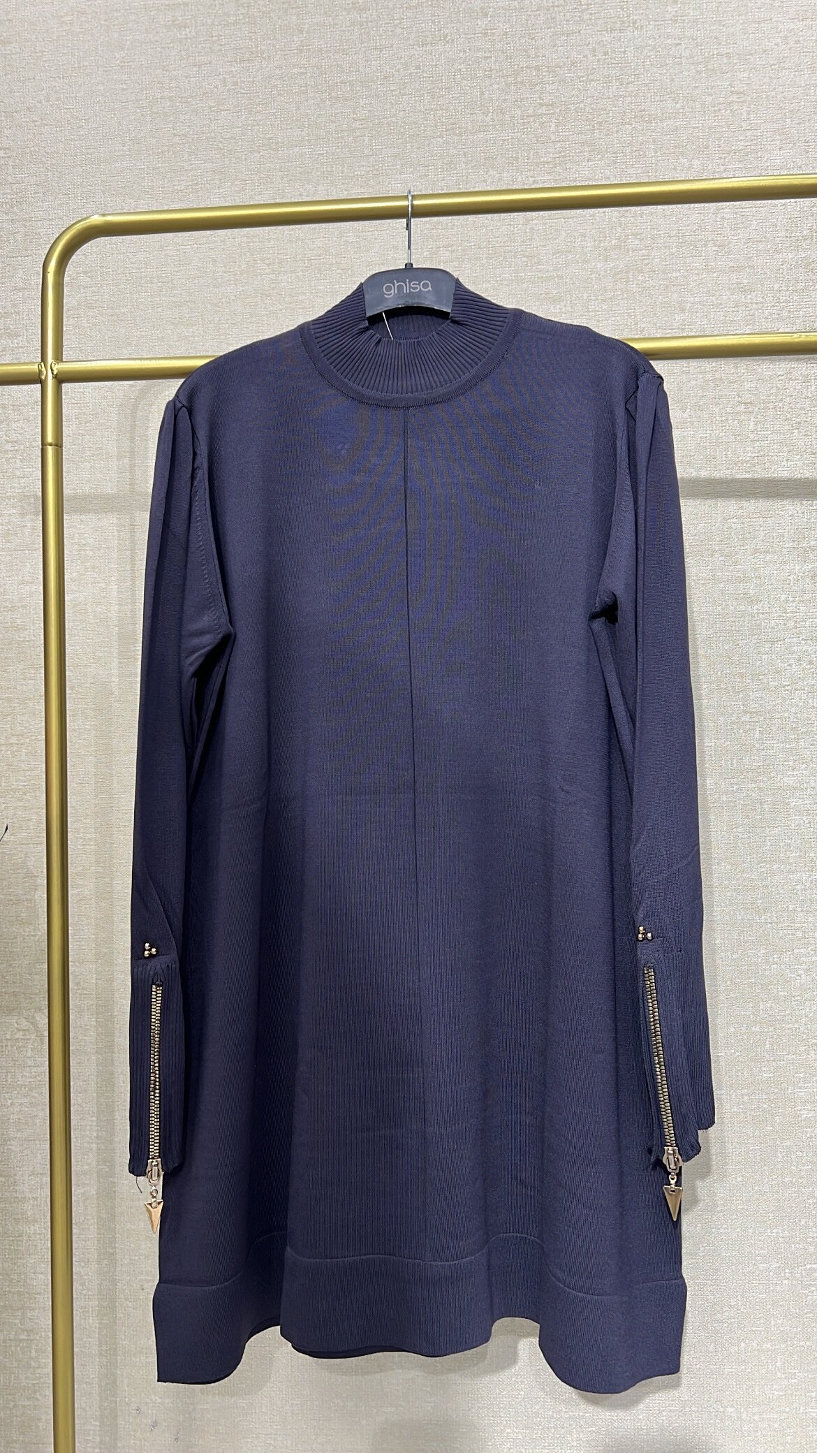 Kol fermuarlı Merserize tunik