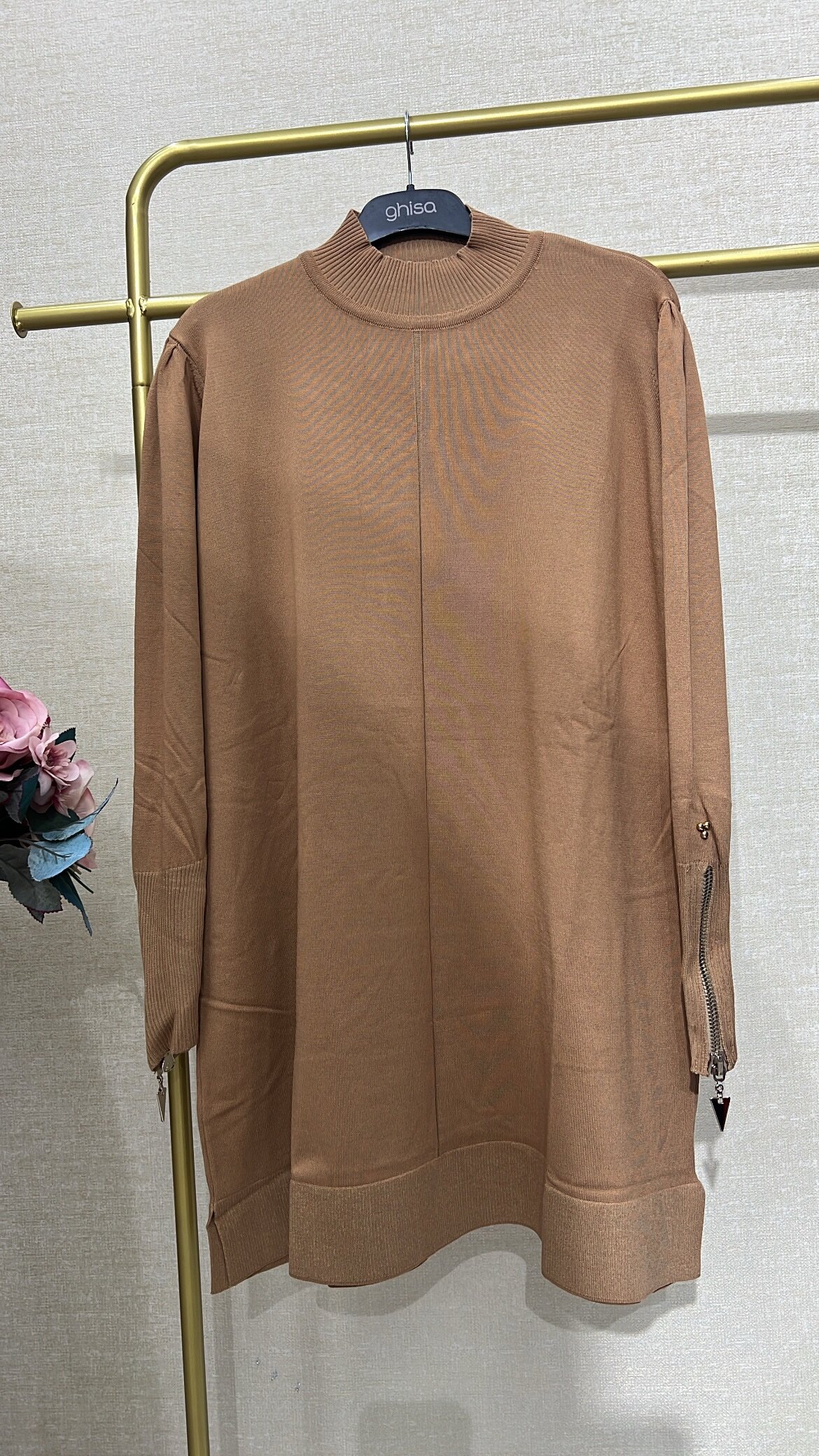 Kol fermuarlı Merserize tunik