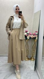 Sentez kanvas kumaş etek