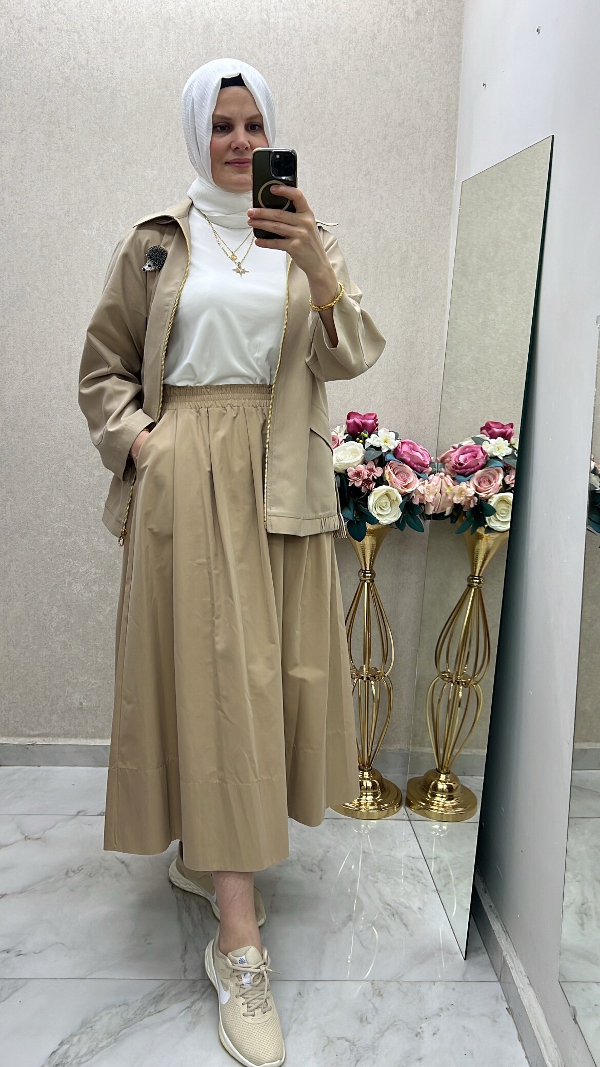 Sentez kanvas kumaş etek