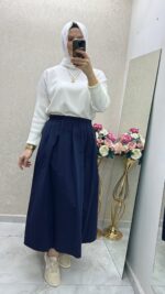 Sentez kanvas kumaş etek