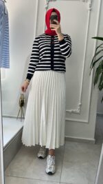 Ghisa çizgili merserize hırka