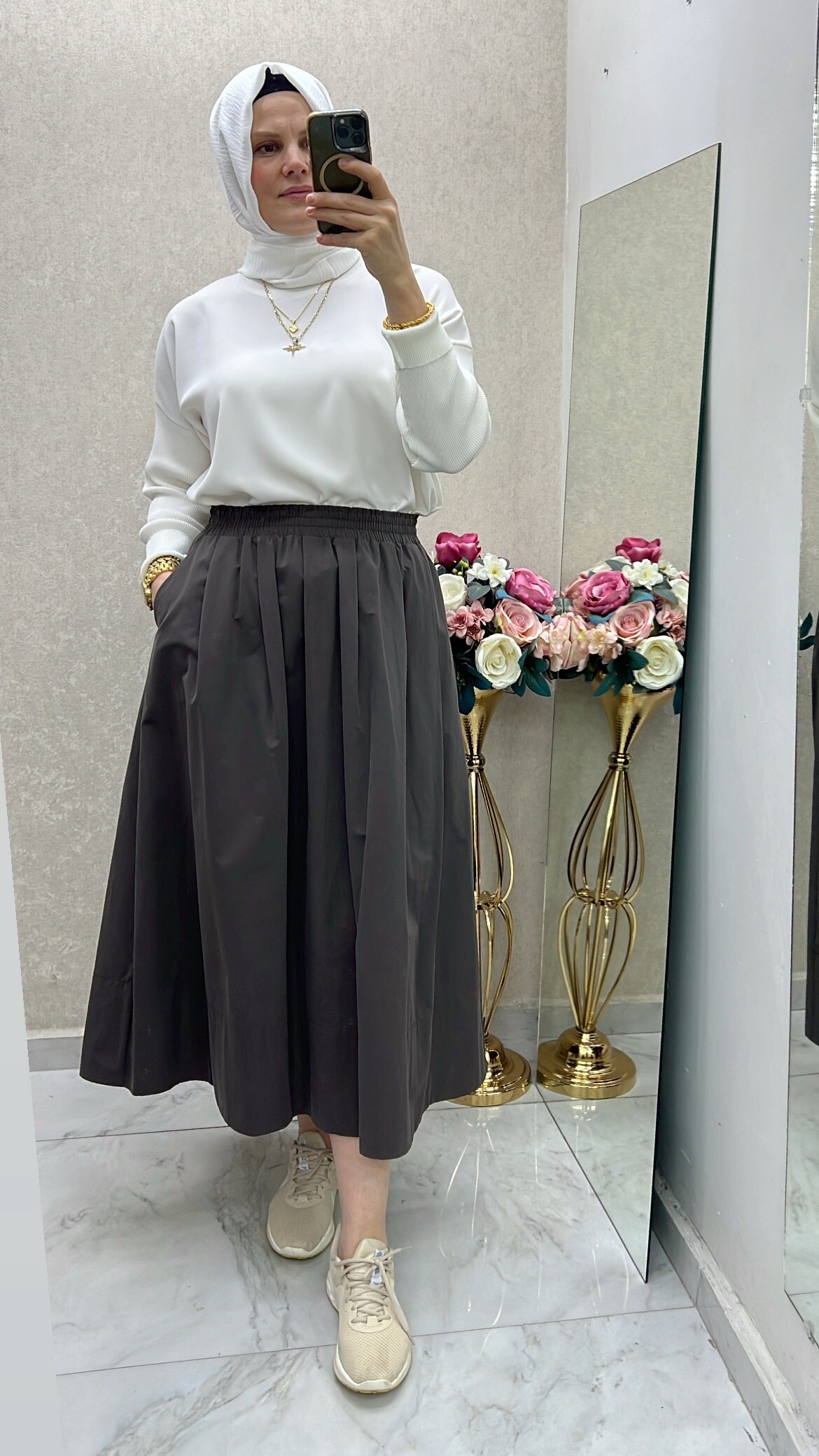 Sentez kanvas kumaş etek