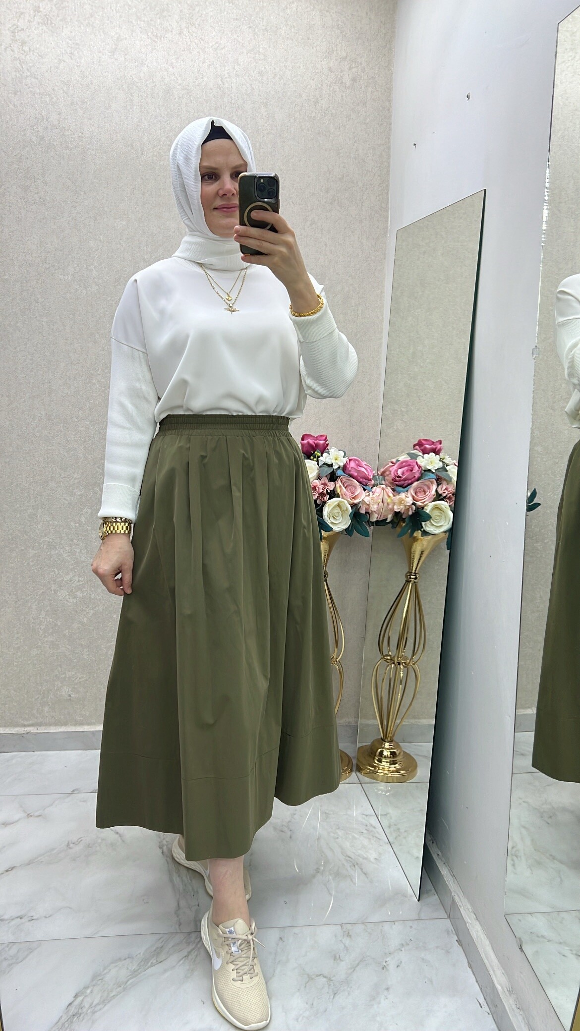 Sentez kanvas kumaş etek