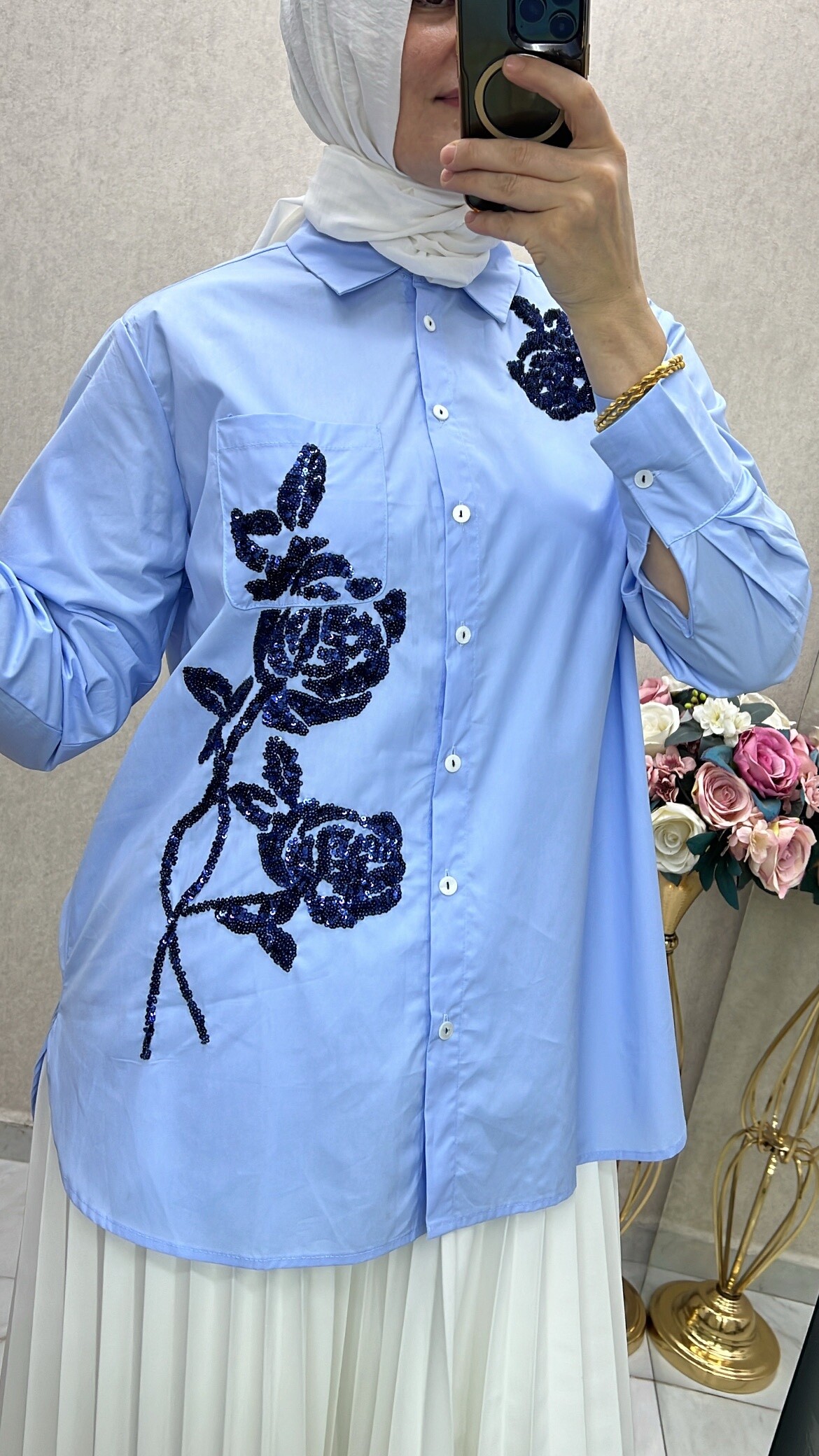 Ghisa payetli gömlek