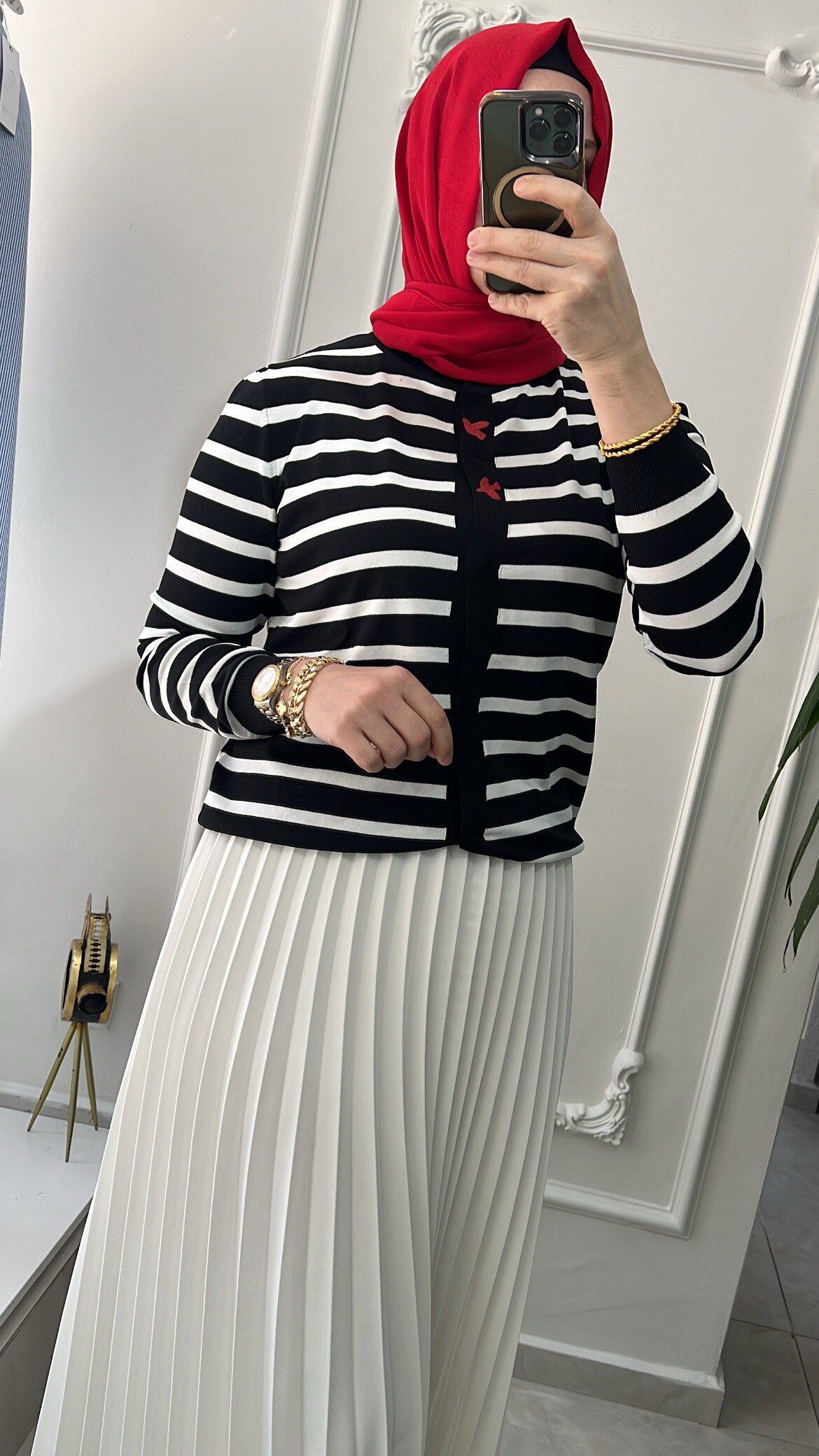 Ghisa çizgili merserize hırka