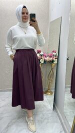 Sentez kanvas kumaş etek